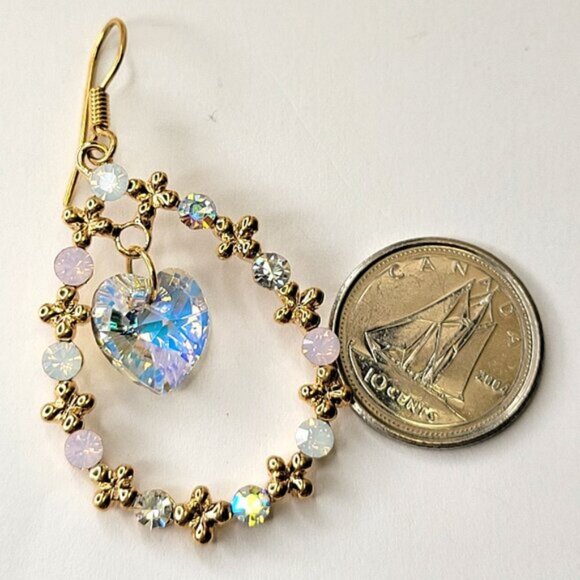 Heart Shape Crystal Earring Crystal and Gold Teardrop earrings - Picture 10 of 10